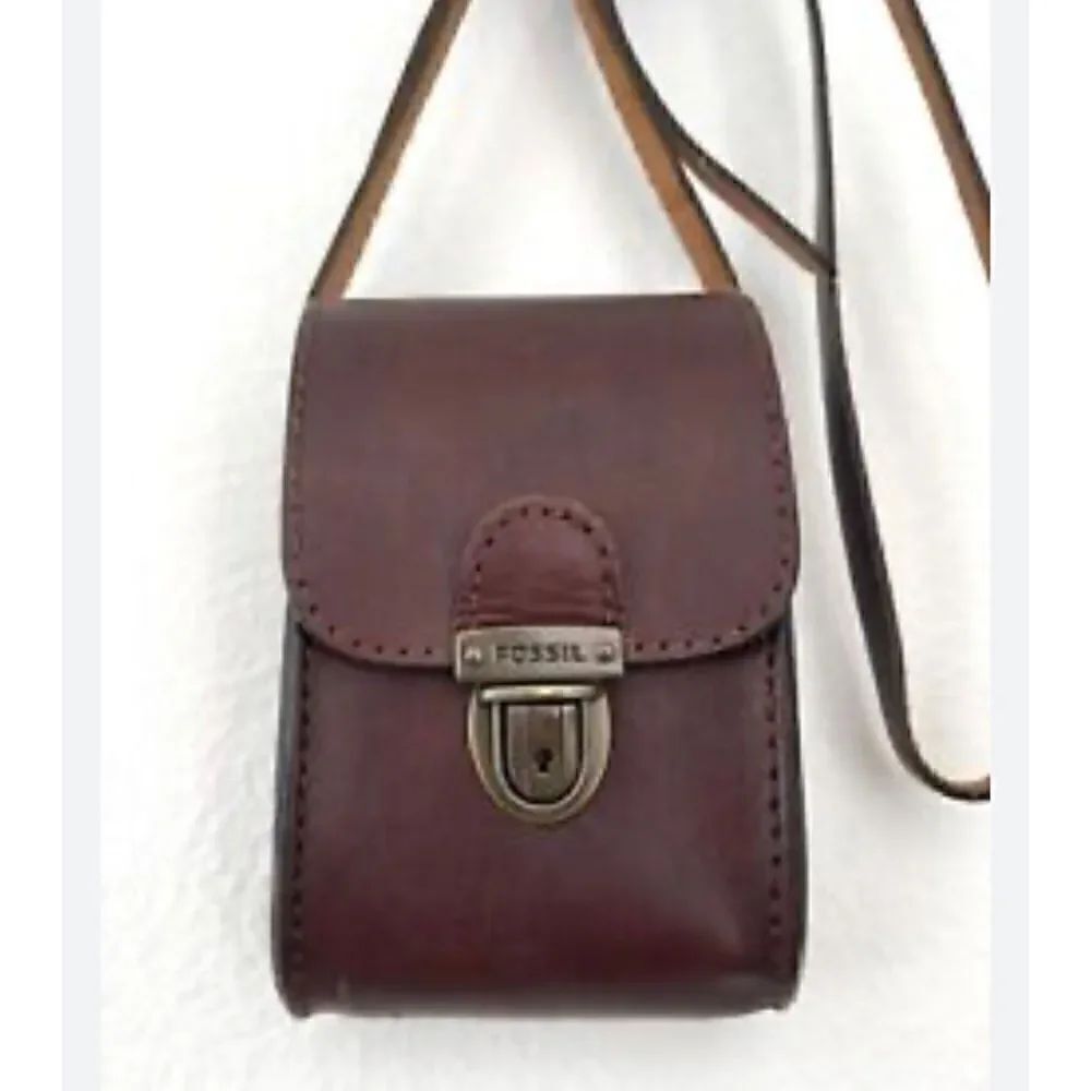Vintage Fossil Leather Crossbody camera bag